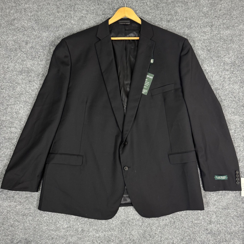 Lauren Ralph Lauren Ultraflex Blazer Men 58L Black 100% Wool Sport Coat NWT $460